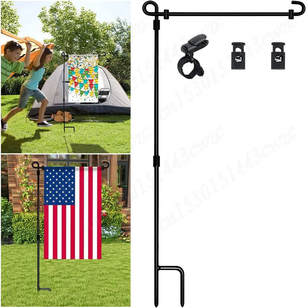 Garden Flag Stand Garden Flag Pole Holder Metal Garden Flag Holder Stand Yard Flag Holder for Outdoor Garden Lawn