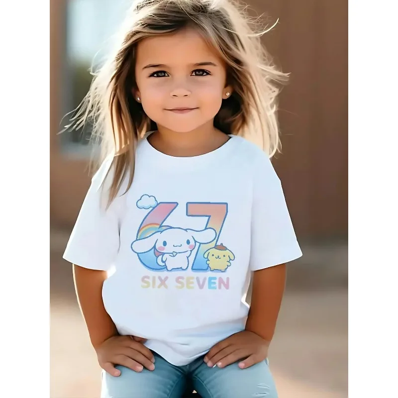 

Children's T-shirt Sanrio Yuguigou Digital 67 Printed Men's and Women's Western Style Parent Child T-shirt Summer New Style