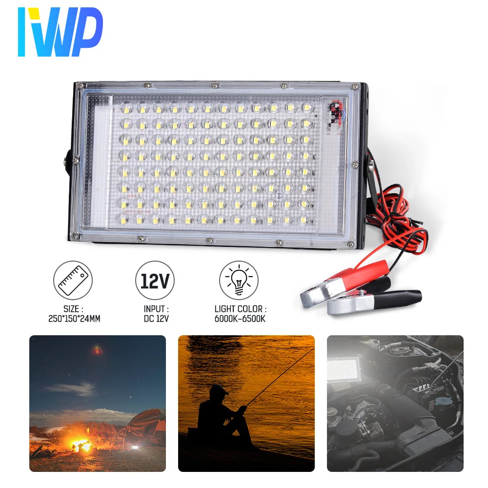 DC 12V Led Flood Light 100W Outdoor Floodlight Spotlight IP66 Waterproof Emergency Light Reflector Portable 12 Volt Led Lights