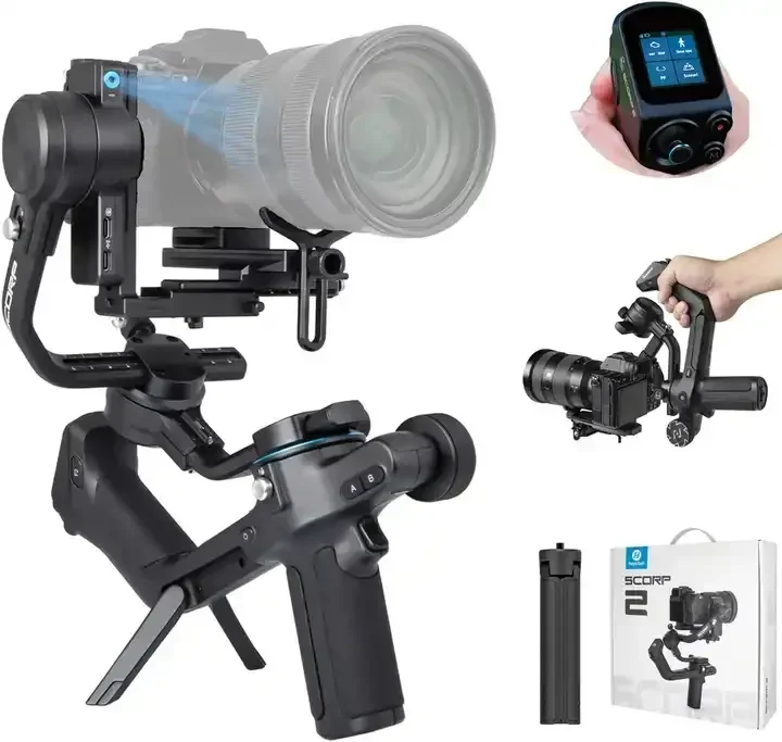 New Feiyu SCORP 2 3-Axis Handheld Gimbal for Camera with Built-in AI Tracking Module & SCORP T-shaped Integrated Handl