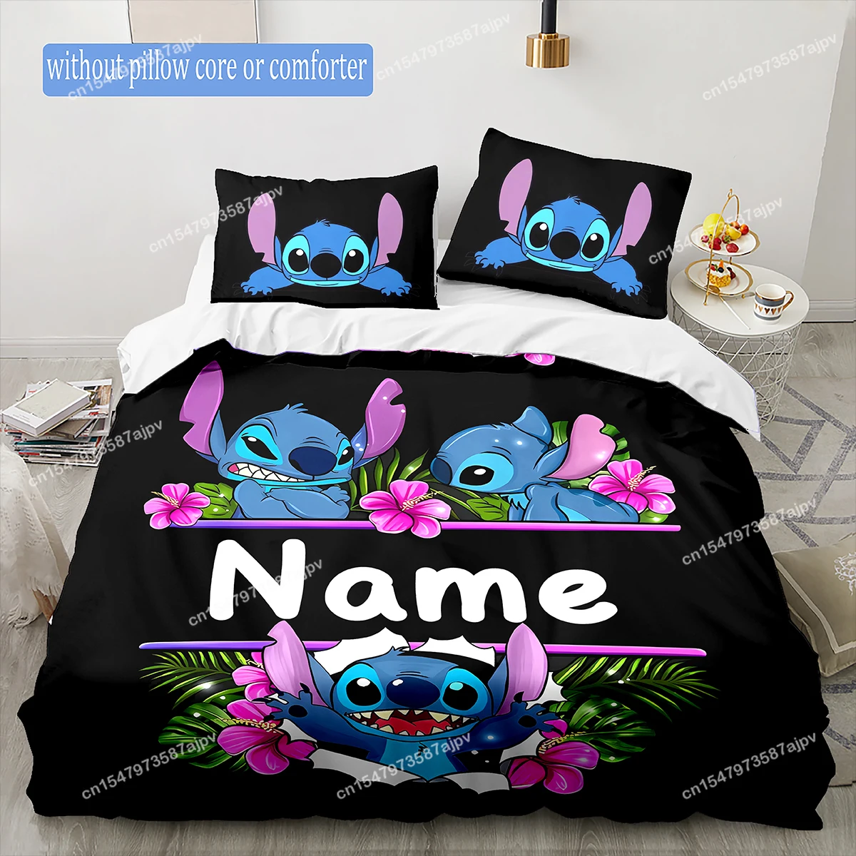 Personalized Duvet Custom Cute Stitch Bedding Set King Twin Double 3 Piece Polyester Duvet Cover Set Christmas Gift Decor-QIANG