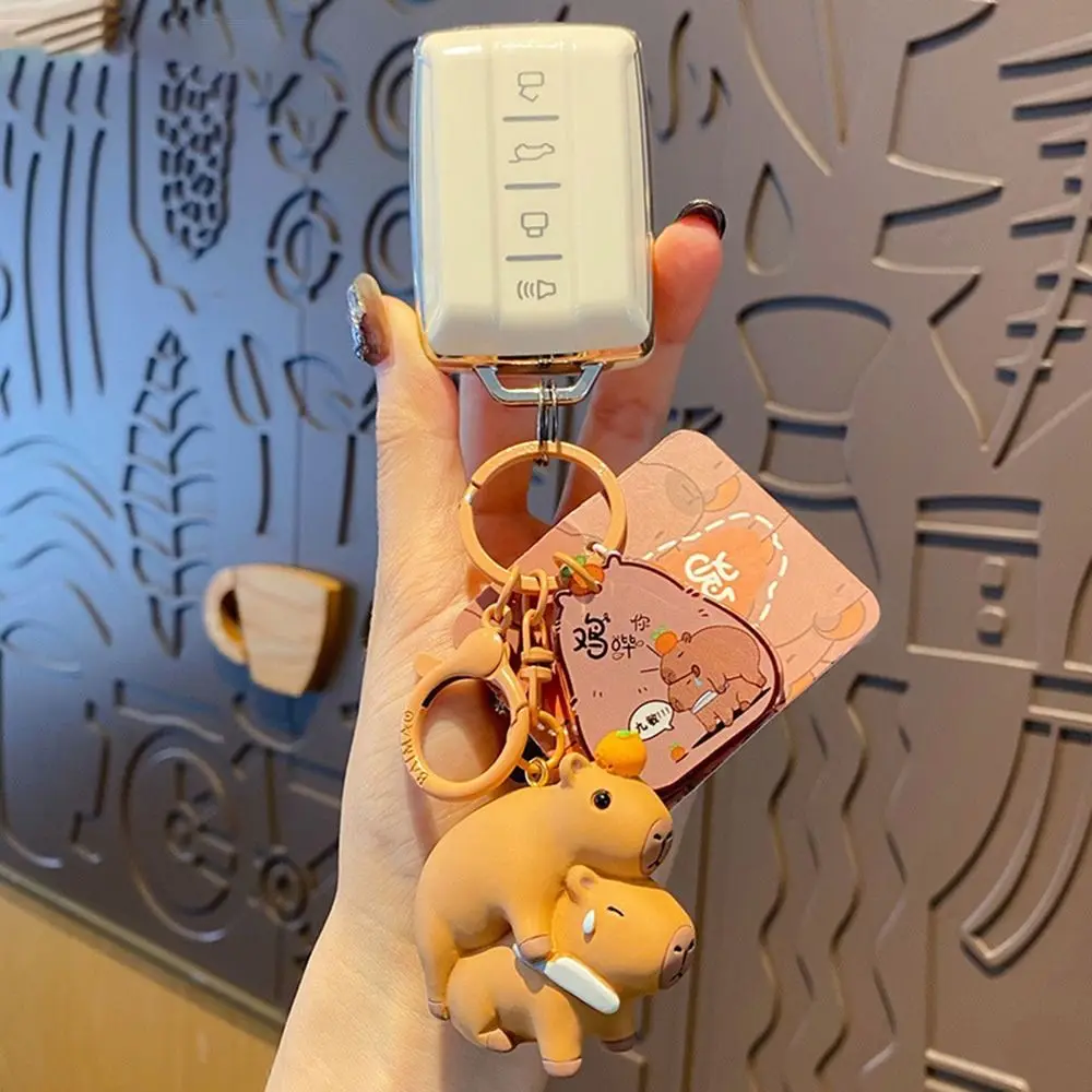 Capybara-子供用の3D動物キーホルダー,ミニキーホルダー,モルモットペンダント,子供用の漫画ジュエリー