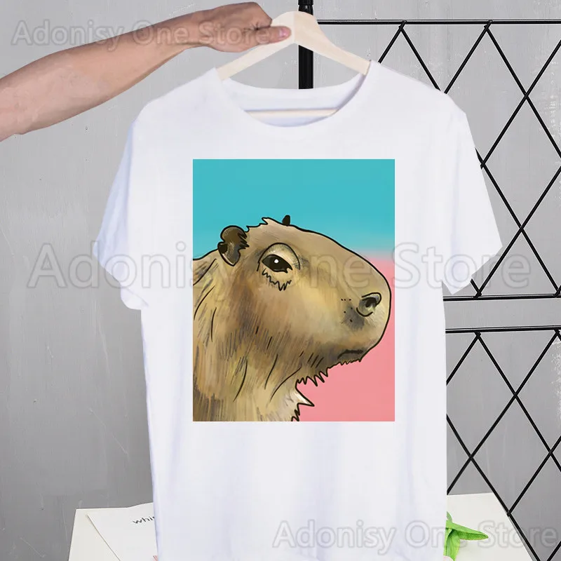 

Kawaii Capybara T-Shirt Men Unisex Anime Cartoon Design Men Tee Shirt Homme Summer Tops Short Sleeve Vintage Style