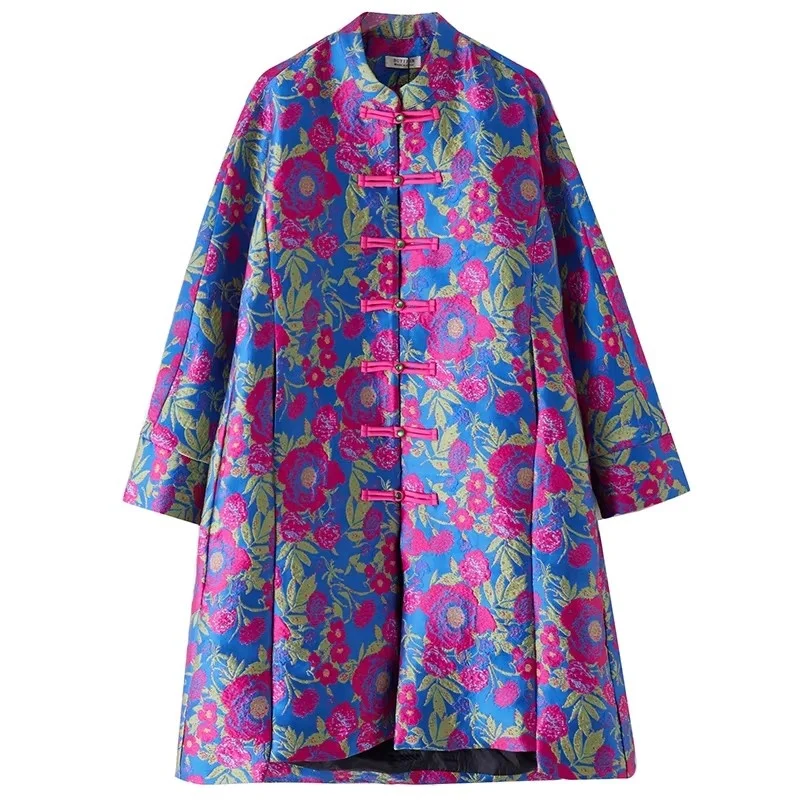 

Весенние новинки: Женское пальто в китайском этническом стиле, жаккардовый тренч, легкое, роскошное, двухслойное, свободного кроя, средней длины w219