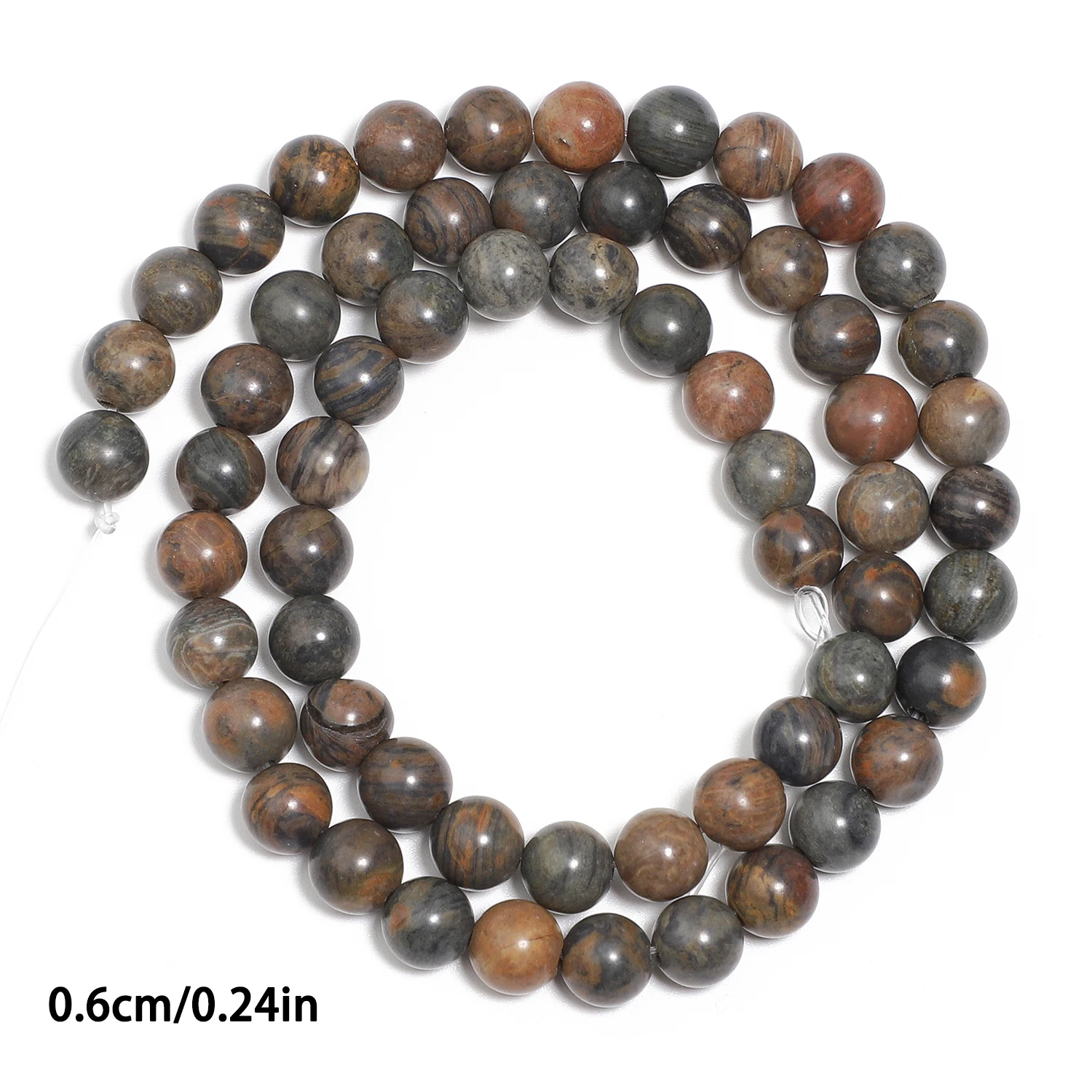 4/6/8/10/12mm Natural Stones Brown Line Jaspers Loose Round Beads for Jewelry Making DIY Bracelet Accessories 15\'\' Strand