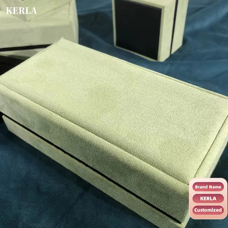 Customized Wholesale Kerla Brand Jewelry Buckskin Display Gift Box Bracelet Case Beaded Ring Earrings NECKLACE Box Pendant Case