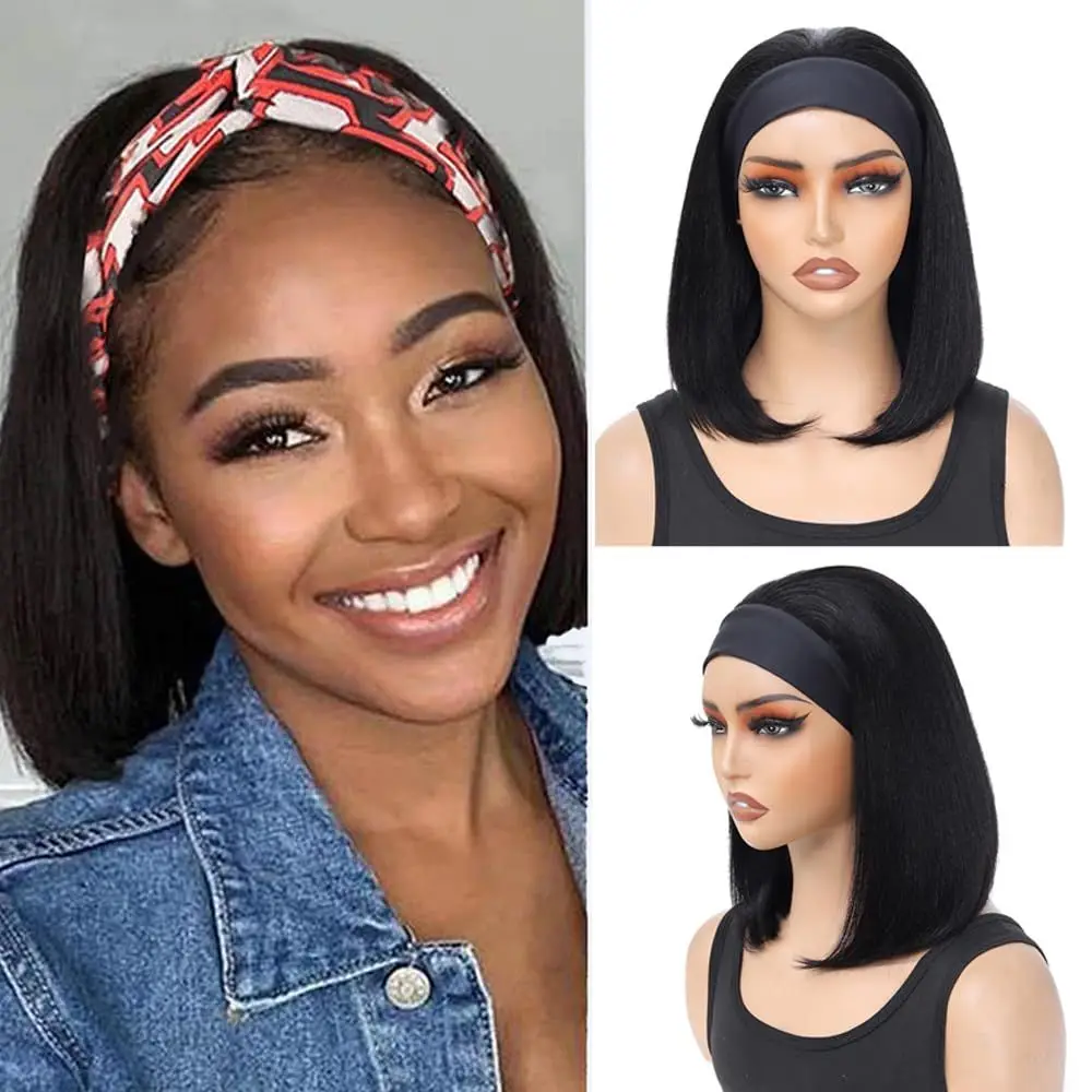 

Бесклеевые 12 прямых париков боб для чернокожих женщин, плотность 150%, человеческие волосы машинного производства, легко носить, натуральный черный