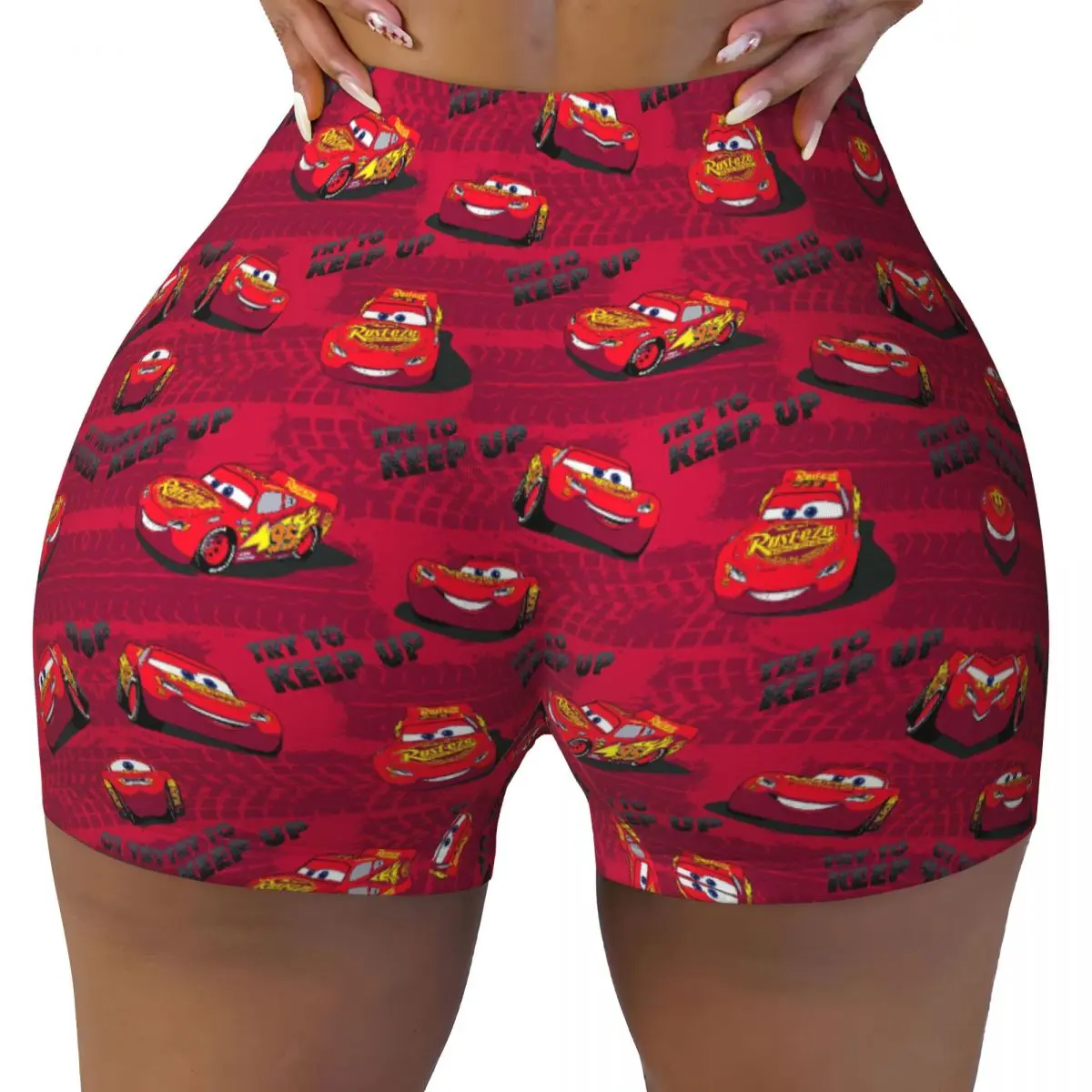 

Пользовательские шорты для тренировок Lightning McQueen, женские шорты с героями мультфильмов для тренажерного зала, волейбола, бега, йоги