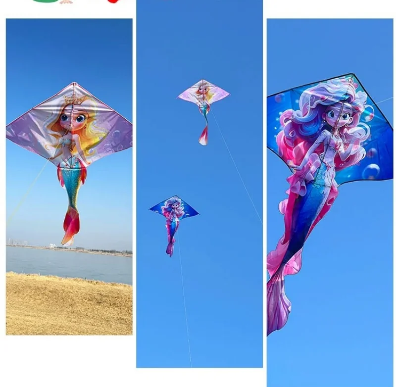 free shipping mermaid kite cartoon kite for kids beach kite flying snake cometa profesional kites flying showkite гамак fabric