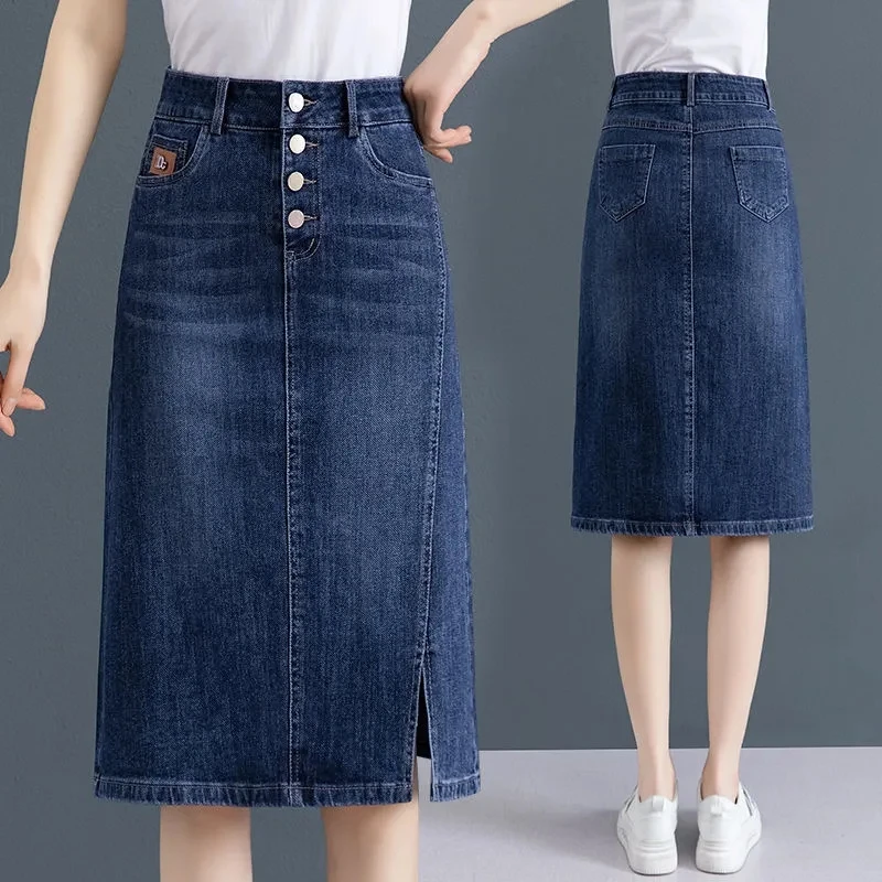 Denim Skirt For Womens 2025 Spring Summer High Waist Package Hip Jeans Skirt Slim Female Sexy Cowboy Skirts Women's Clothing 4XL