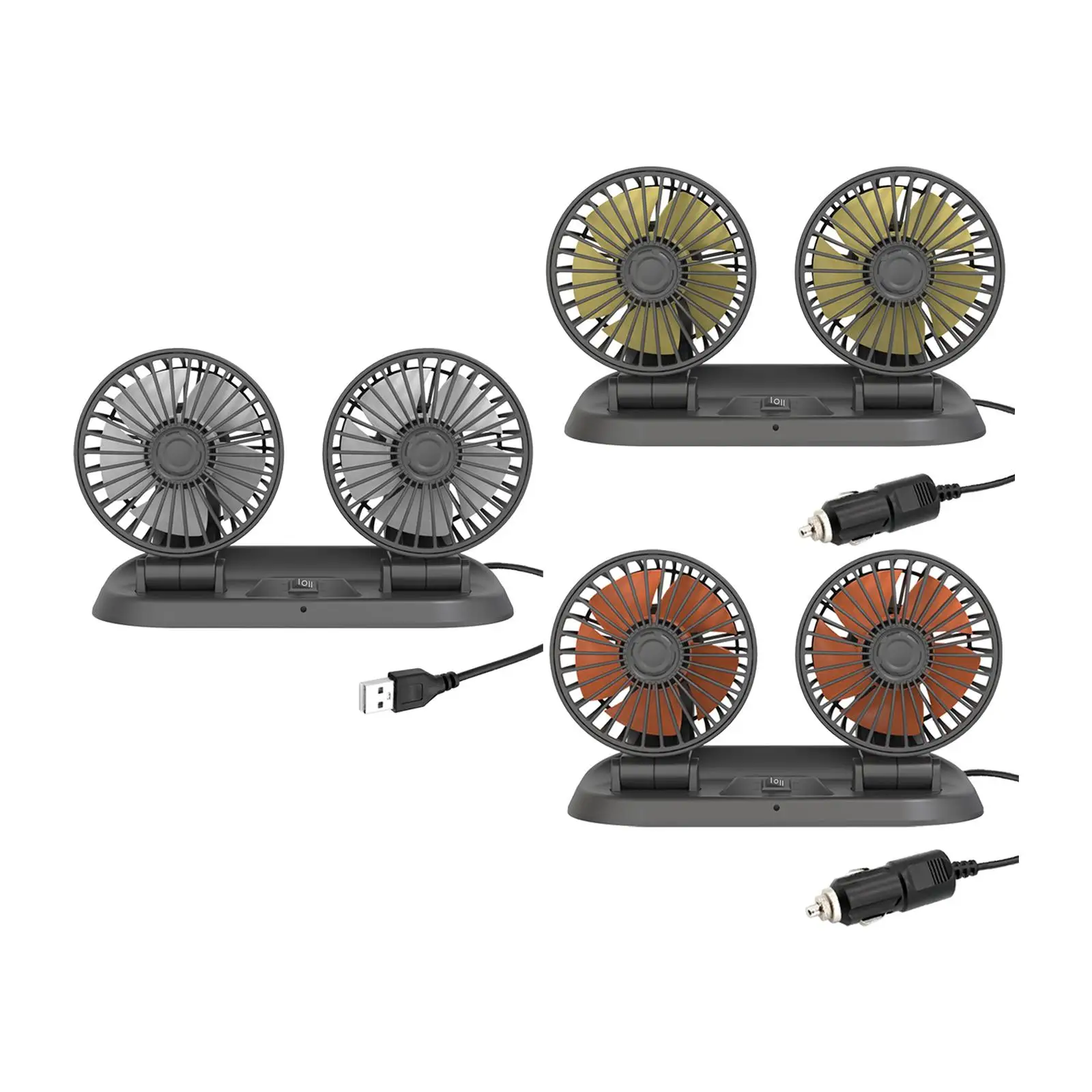 Car Fan Head 360 Degree Rotatable for Dashdoard Boat Vehicle