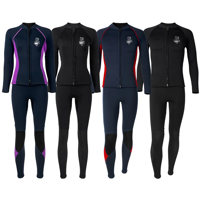 3MM Long Wetsuit Suit Men's and Women's Cold and Warm Swimsuit Free Diving Couple Sunscreen Swimsuit Surf Suit