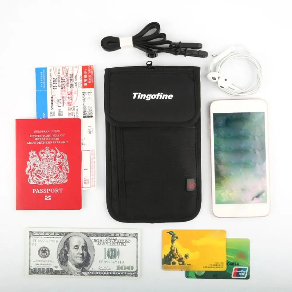 1 Pcs Waterproof RFID Nylon storage bag Travel document Card passport Bag Neck Wallet Money Document Card Passport Pouch