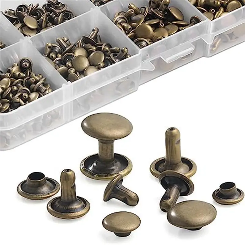 【Clearance Sale】340 Sets Leather Rivet Kit Rivets Leather Double Hat Rivets Apparel Fabric for Repairing Clothes Shoes Bags Belt