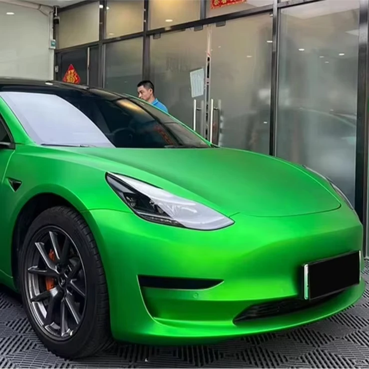 

Высококачественная пленка для оклейки автомобилей 1.52x17 м, без пузырьков воздуха, эластичная, сатиновая, зеленая, самоклеящаяся