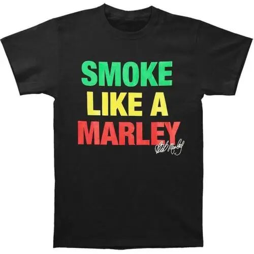 Official Bob Marley Smoke Like A Marley Mens Black T Shirt Bob Marley Tee