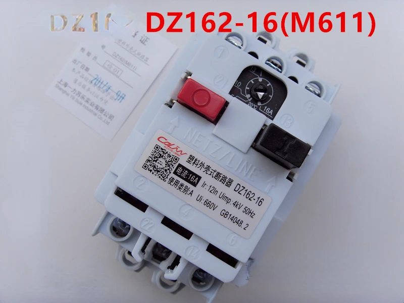 Plastic Shell Circuit Breaker DZ162-16 (M611) 10A 16A Motor Protection Switch