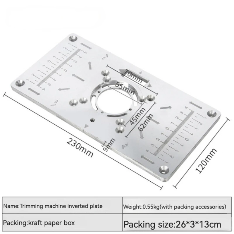 T Router Table Insert Plate Woodworking Benches Aluminium Wood Router Trimmer Models Engraving Machine Tupia Tools with 4 Rings