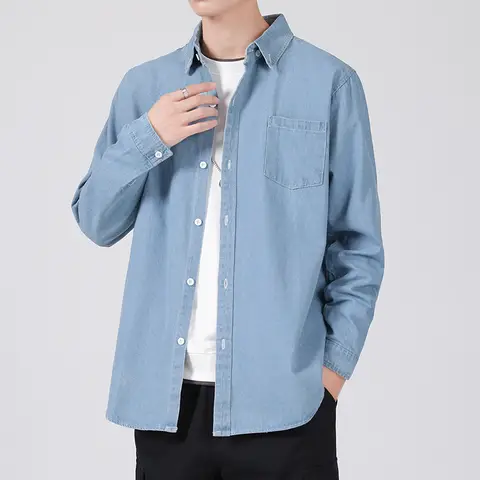 트랜드인 빈티지 워싱 캐주얼 데님 셔츠 루즈핏 심플 데일리 청남방 청자켓 BL1525