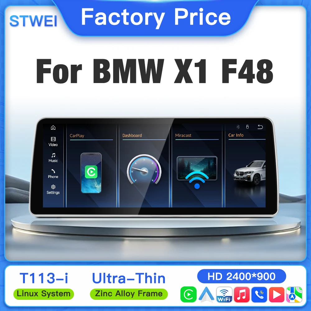 STWEI 2026 New Linux Car Stereo 10.25 12.8 Inch Thin Screen For BMW X1 X2 F48 F39 2015‑2018 Wireless CarPlay Android Auto