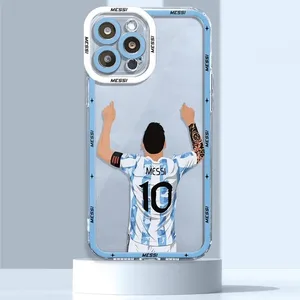 Transparente Schutzabdeckung von iPhone, Fußballkoffer, C-CR7, M-Messon, 16 Pro Max, 15, 14 Plus, 13, 12, 11 Pro, XR, XS, X, 8, 9, SE, 2020 10 Hauptverkäufe iPhone X Messi Cover - №6