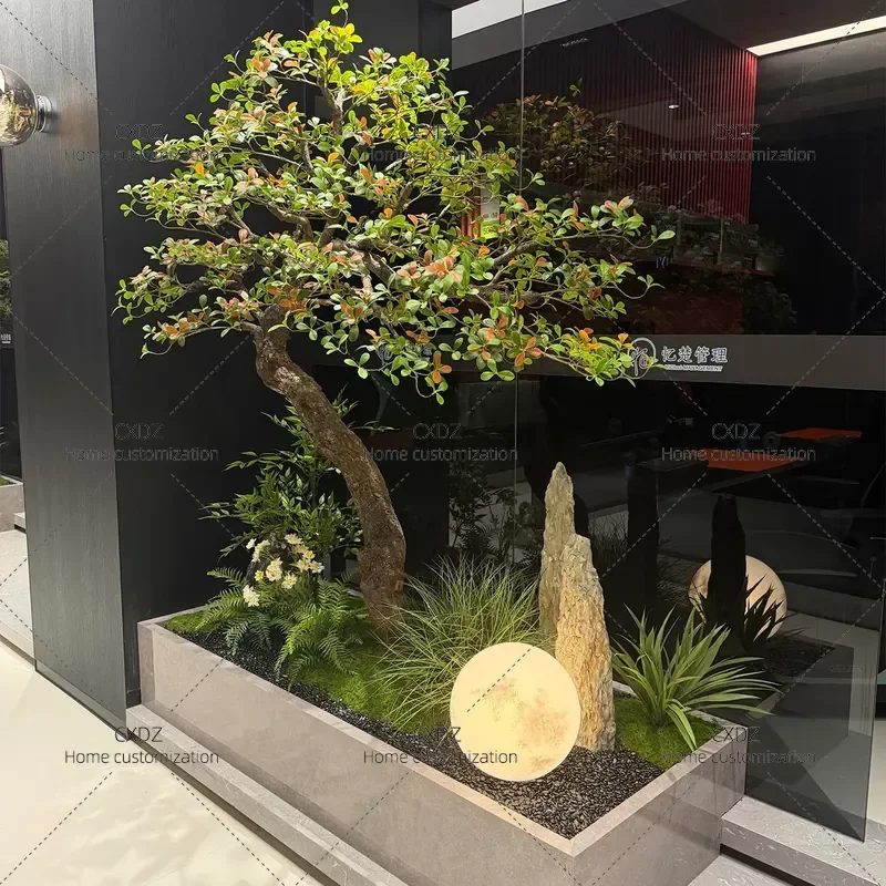 Artificial Spring Flower Tree Bionic Green Plant Fake Tree for Indoor Window Landscaping Large Landscape Decor