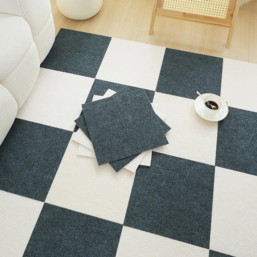 Self-Adhesive Puzzle Floor Mat, Interlocking Carpet Tiles for Living Room Bedroom, Non-Slip Baby Crawling Rug Easy Clean