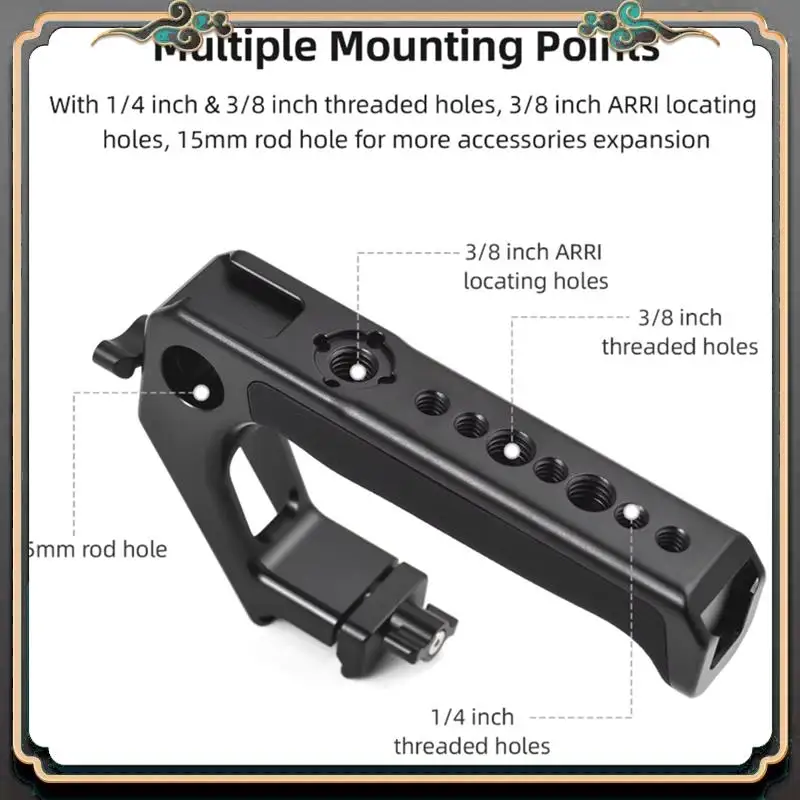 ASMA-DSLR Camera Top Handle Grip Camera Cold Shoe Adapter Mount G Rip With Clamp Rail Cold Shoes 1/4" 3/8" Threads