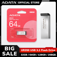 ADATA UR350 USB Flash Drive USB 3.2 Pen Drive 32GB 64GB 128GB 256GB Storage Flash Disk for Computer Original Metal USB Disk