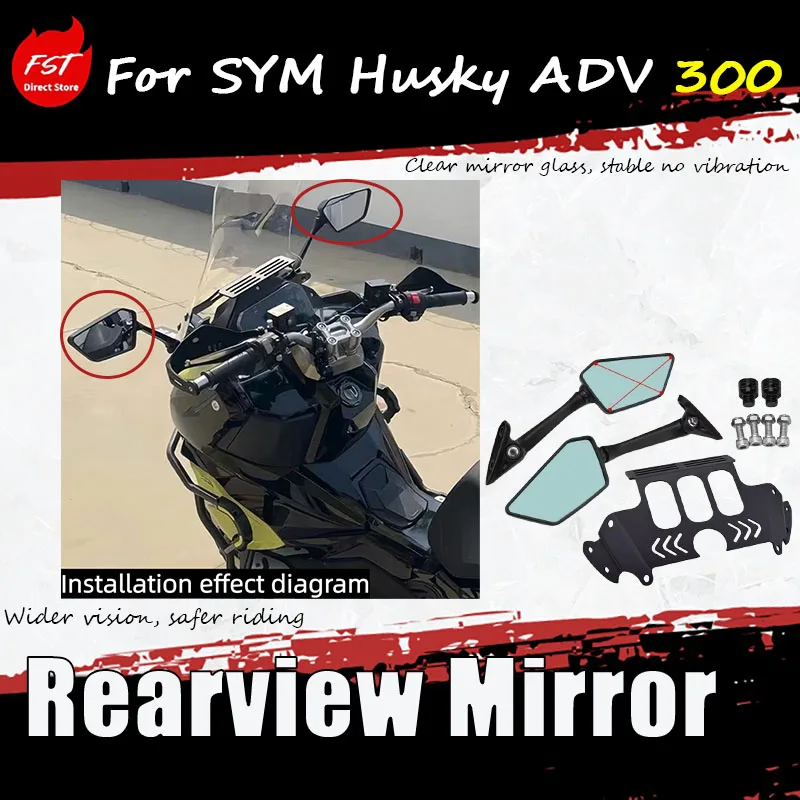 For SYM Husky ADV300 special modification accessory - front mirror move-in kit - reflective mirror,Wider vision, safer riding