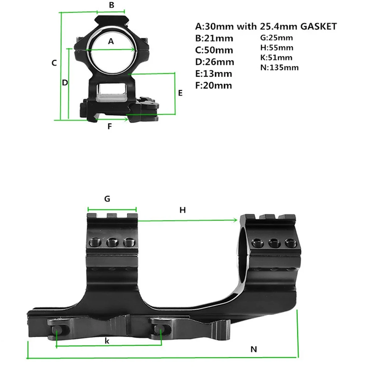 Tactical 25.4mm 30mm Scope Ring Mount Quick Release One Piece Scope Mount 1