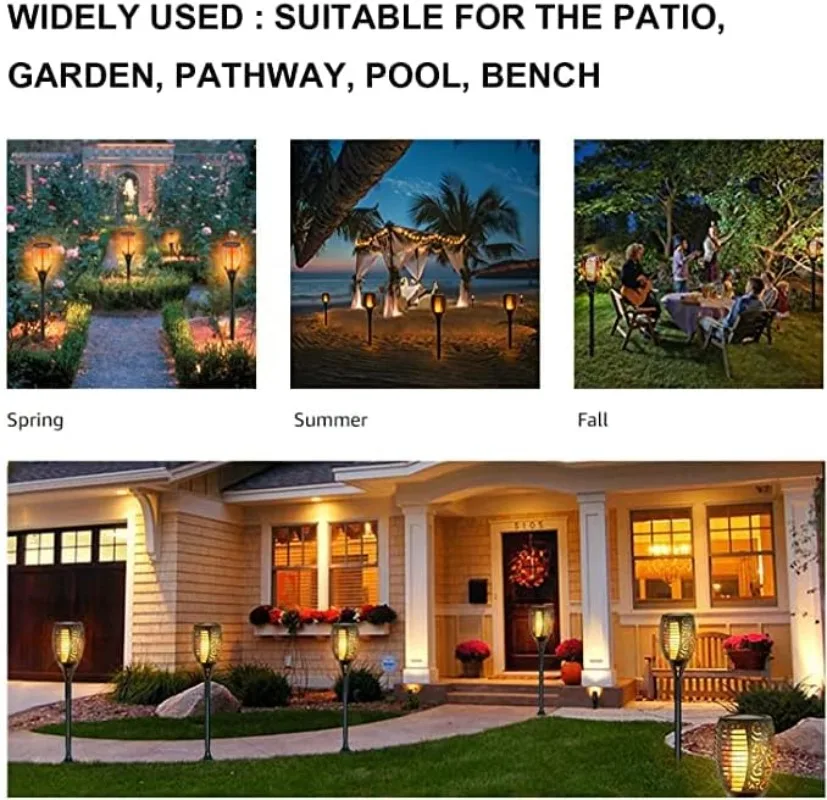 1/2/4 12LEDTorch Solar Landscape Lights Outdoor Decorative Lights for Garden Terrace Courtyard Automatic Switch IP65 Waterproof