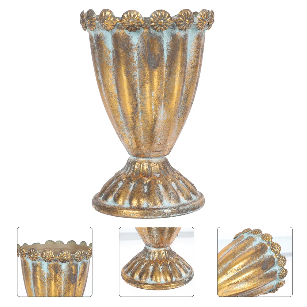 

Trophy Vase 13xH18 5x9 5 Golden Large Iron Bucket Vintage Metal Flower Vase Home Decor Rustic Style Plant Display