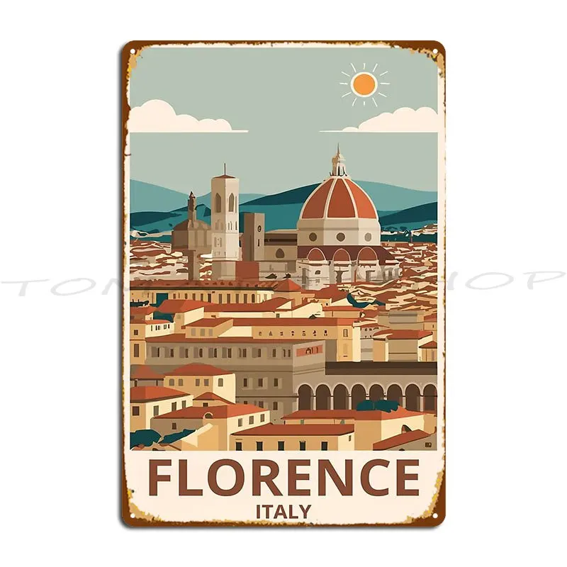 Vintage Travel Of Florence Italy Metal Sign Cinema Decoration Garage Plaques Printing Tin Sign Poster