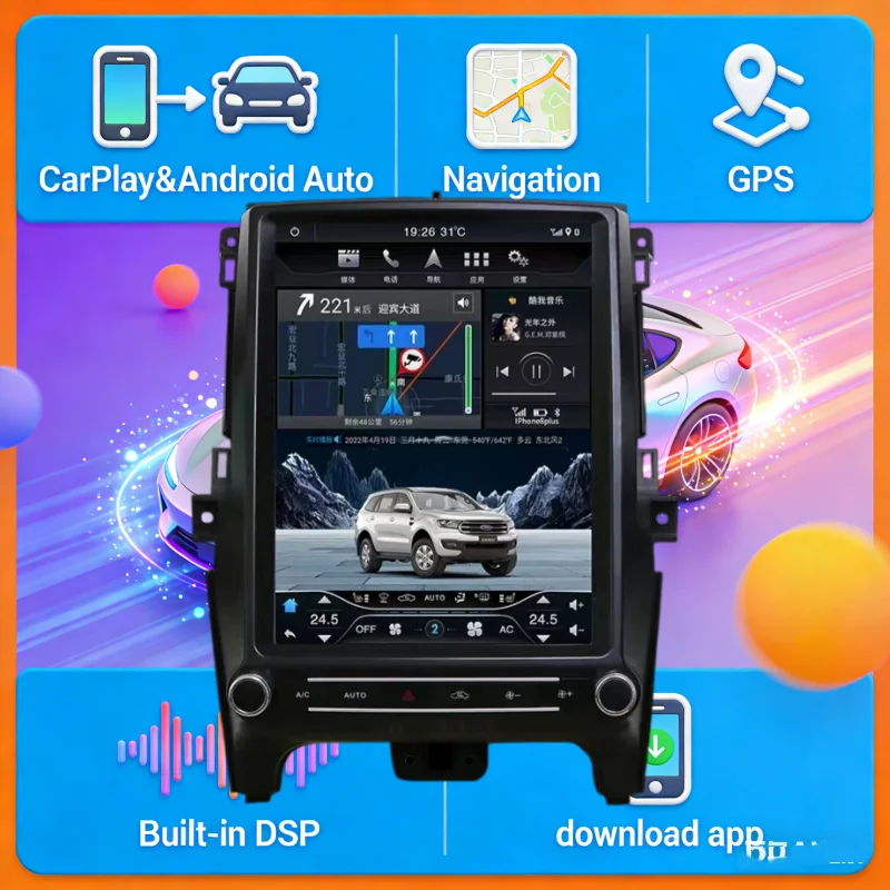 

12.1-дюймовая автомобильная магнитола на Android 14.0 для Ford Ranger Everest 2016-2021, GPS-навигация, мультимедийный проигрыватель, HD-магнитола