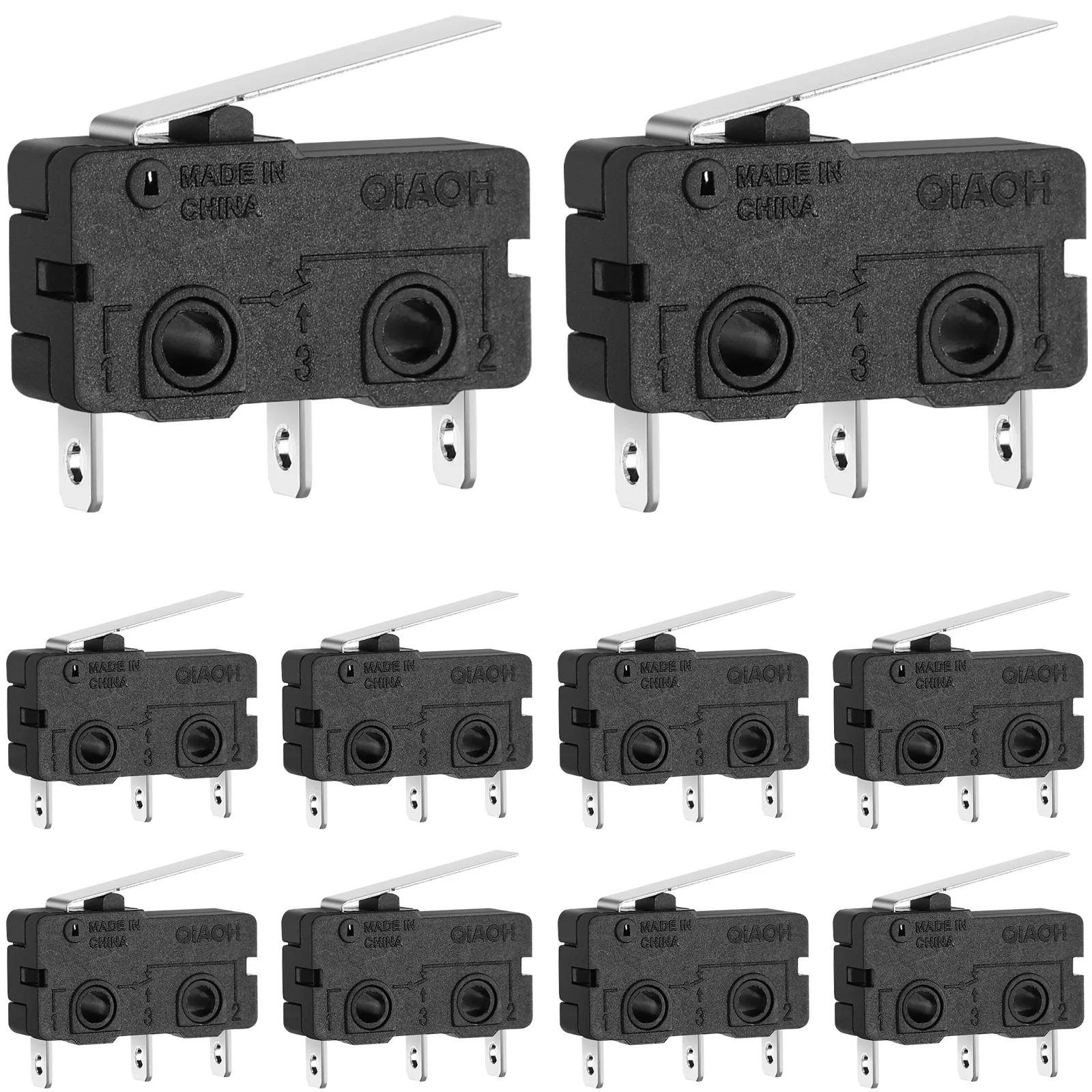 10 Pcs Switch Micro with Large Current Momentary Miniature Limit Push Controller Black Button