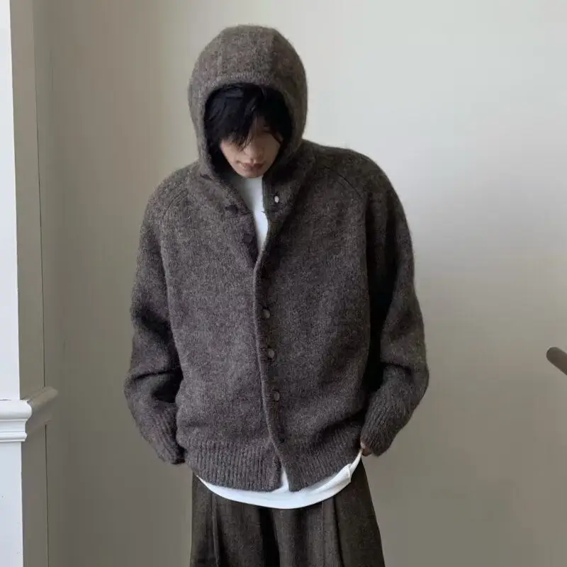 

Men's Hooded Knitted Sweater Casual Pants Set Spring Autumn Faion Brand Sportswear Polyester Fiber Long Sve Ne