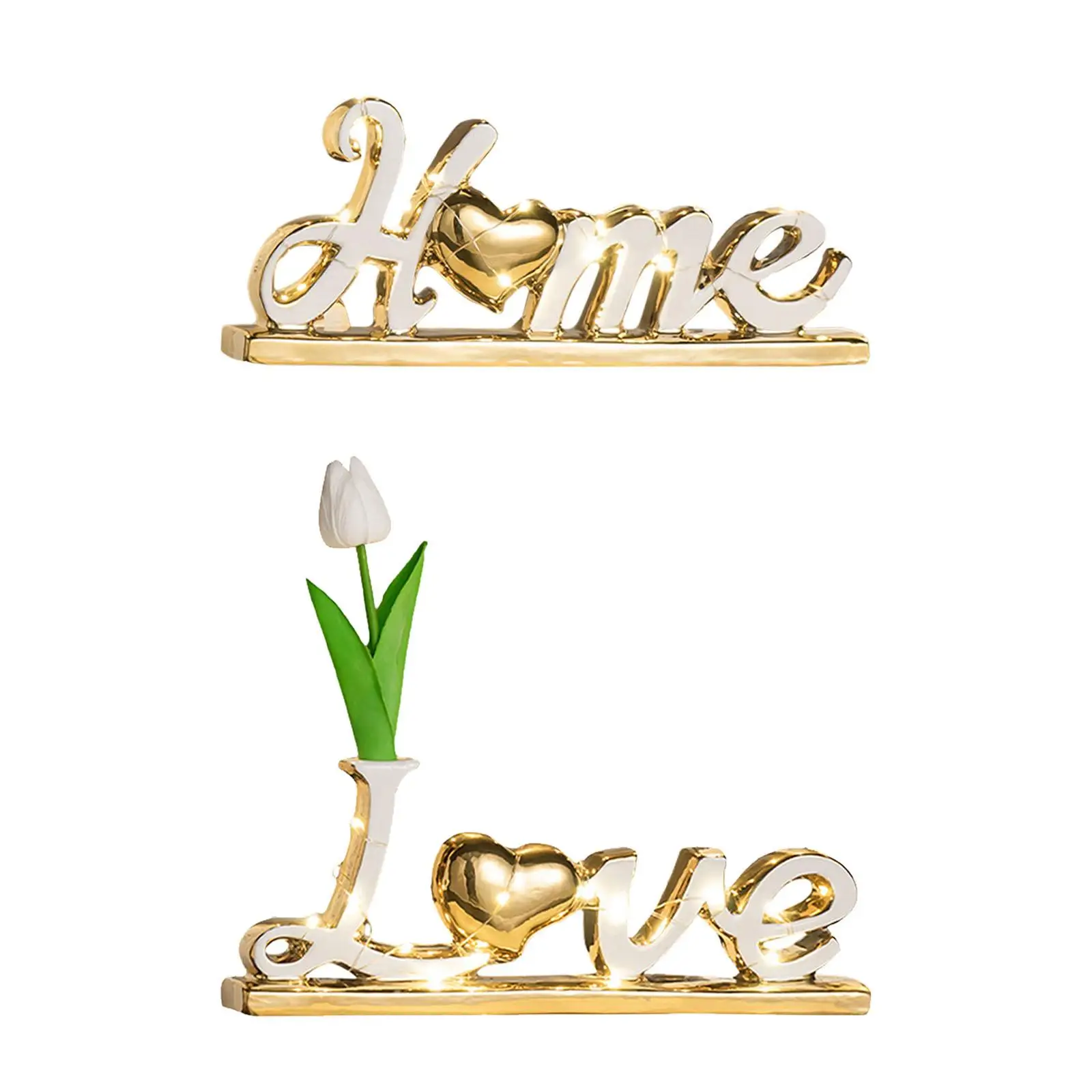 Tabletop Freestanding Letter Sign Tabletop Decor Ceramics Table Centerpiece for Shelf Home Entrance Bedroom Mantle Decor