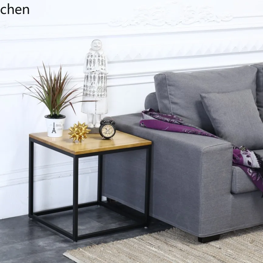 HYS  Combination Coffee Table Iron Art Vintage Solid Wood Coffee Table Distressed Coffee Table