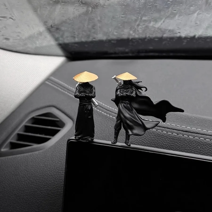 Car Interior Accessories Doll Miniature Jianghu Knight Pavilion Boat for Computer Desk Decor Aquarium Ornament Fish Tank Display