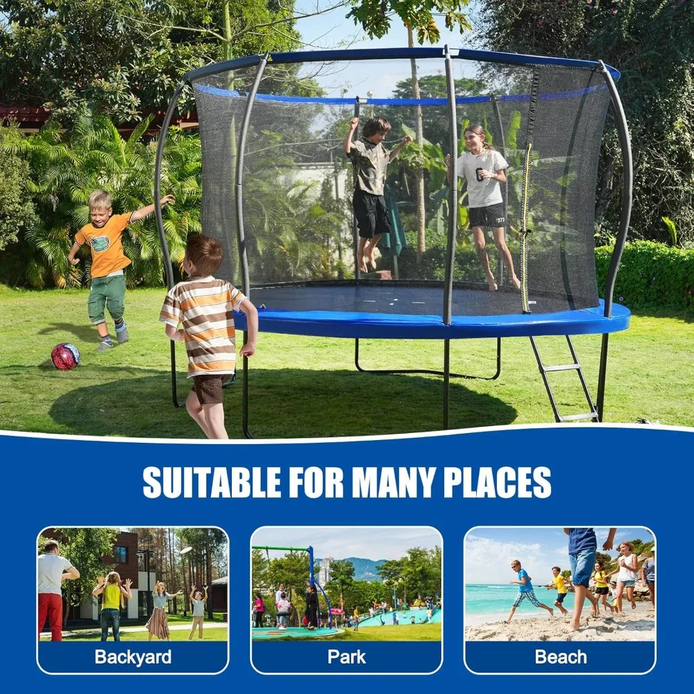 

Trampoline,12FT Recreational Trampolines with Safety Enclosure&Ladder, Combo Bounce Outdoor Trampoline for Kids and Adults