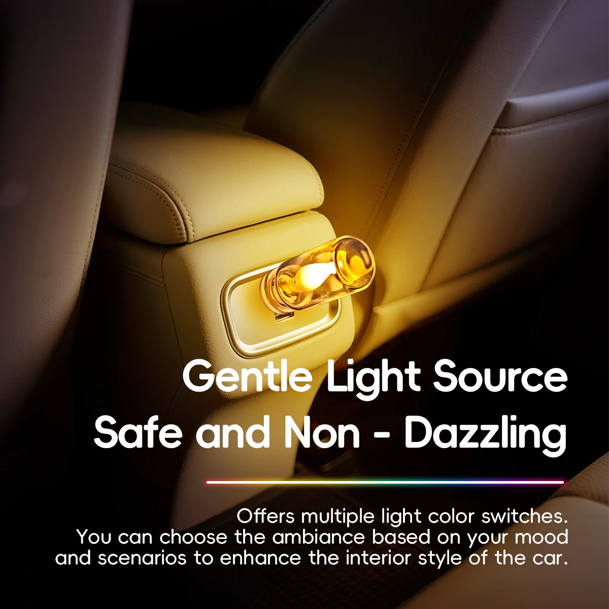 2pcs LED Touch Ambient Light Night Light Clear Glass Flickering Flame Light USB for Car Interiorfor Home Room Festival Decor