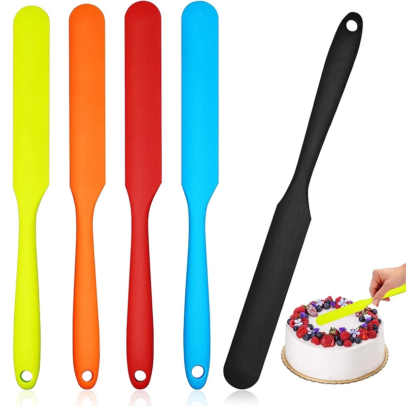 LMETJMA Silicone Jar Spatulas Heat Resistant Cake Cream Peanut Butter Spatulas Mixing Batter Scraper Bread Spatula JT176
