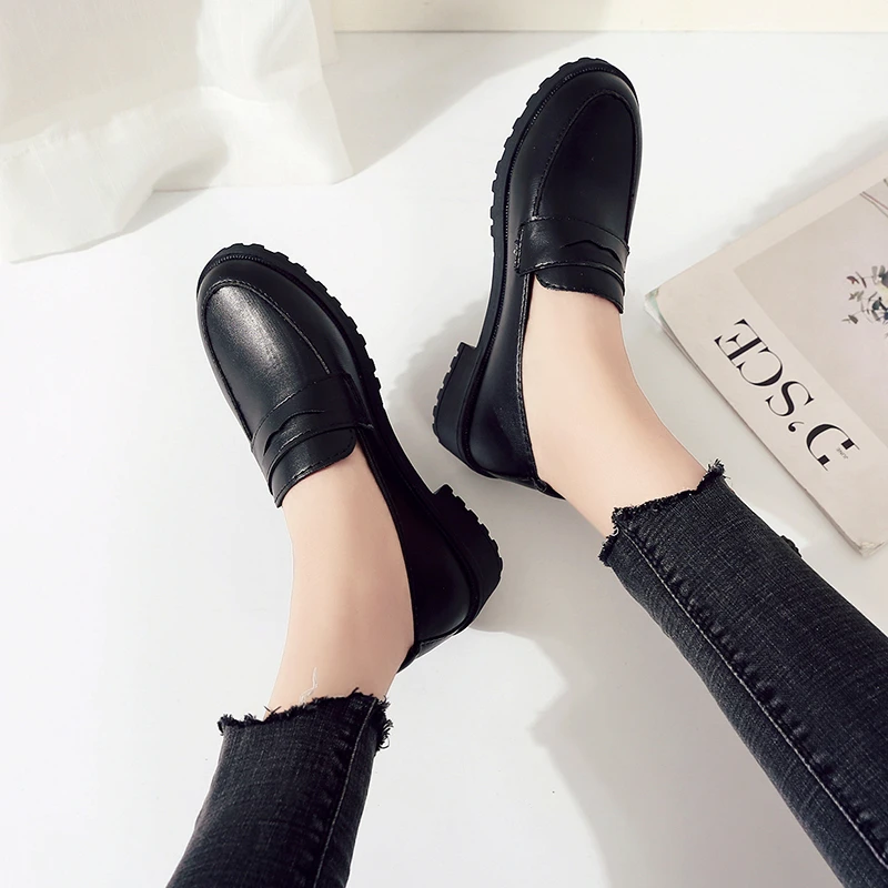 2024 Women\'s New Spring and Autumn Small Leather Shoes Casual Student Korean Style Round Toe Retro Women\'s Shoes Zaptos Mujer