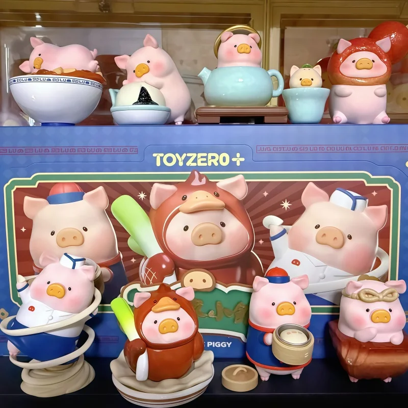 

Lulu The Piggy Little Restaurant Series Blind Box Cute Flocked Dolls Genuine Model Toy Ornament Mystery Gift For Collectors