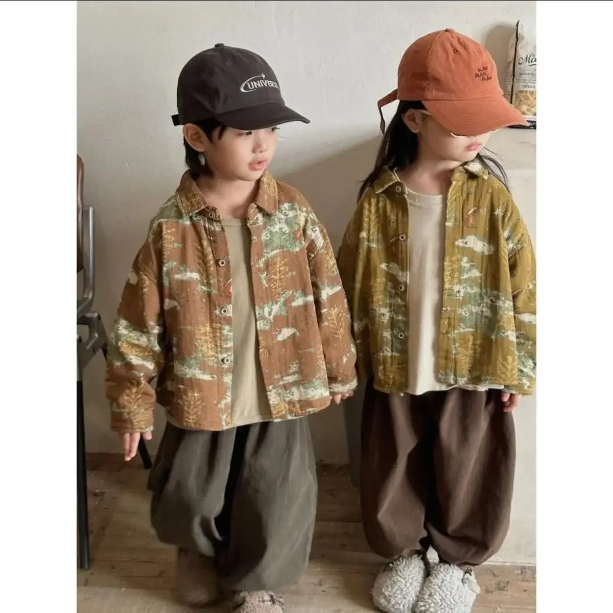 

1-10Y Children's Handsome girl Boys Set 2024 New Fashionable Boys Spring Korean Clothes Baby Autumn Printed Shirt+ Pants 2pcs