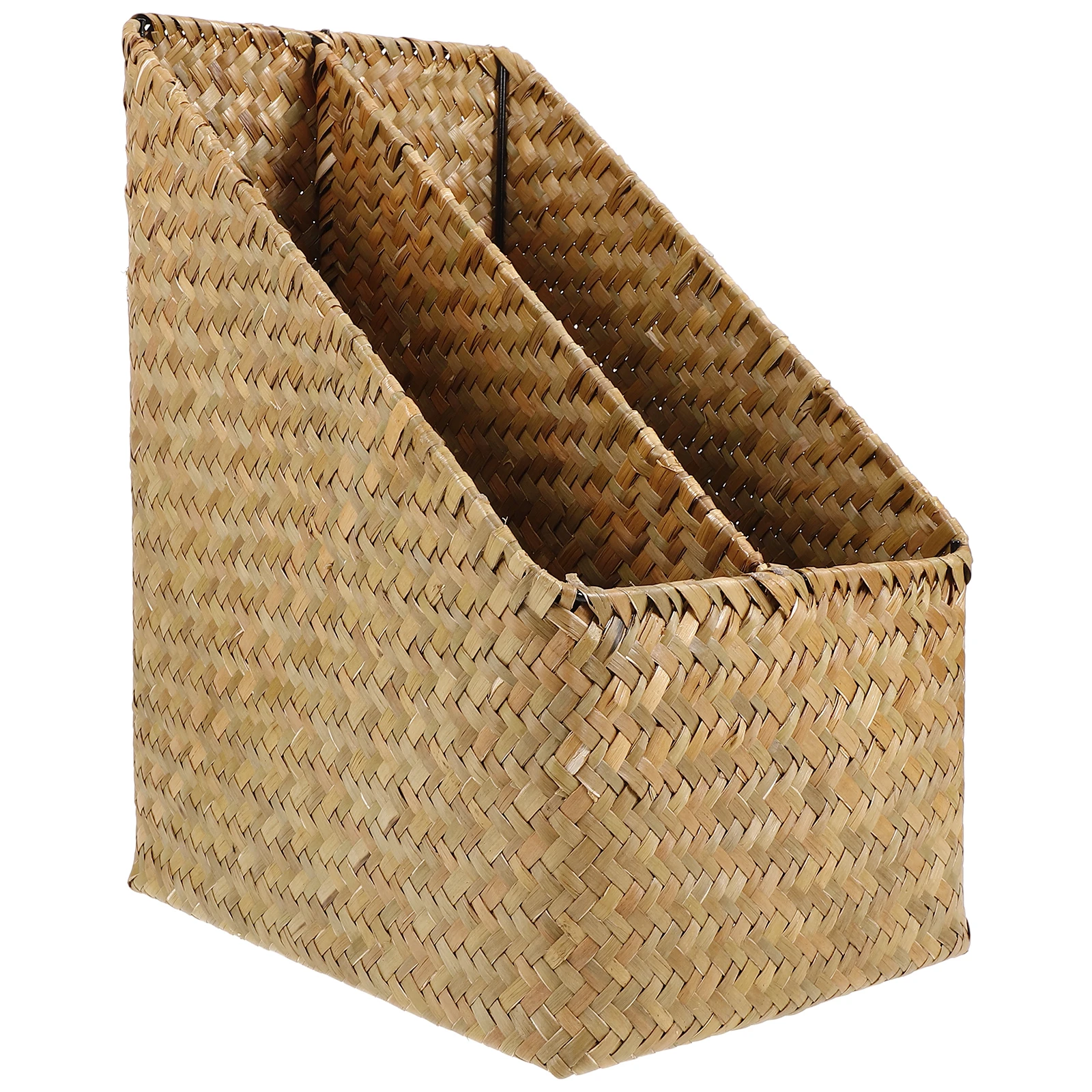 

Handwoven Straw Box Vintage Book Organizer Desktop Sundry Holder Natural Woven Basket Multi-Function Book Bin Household
