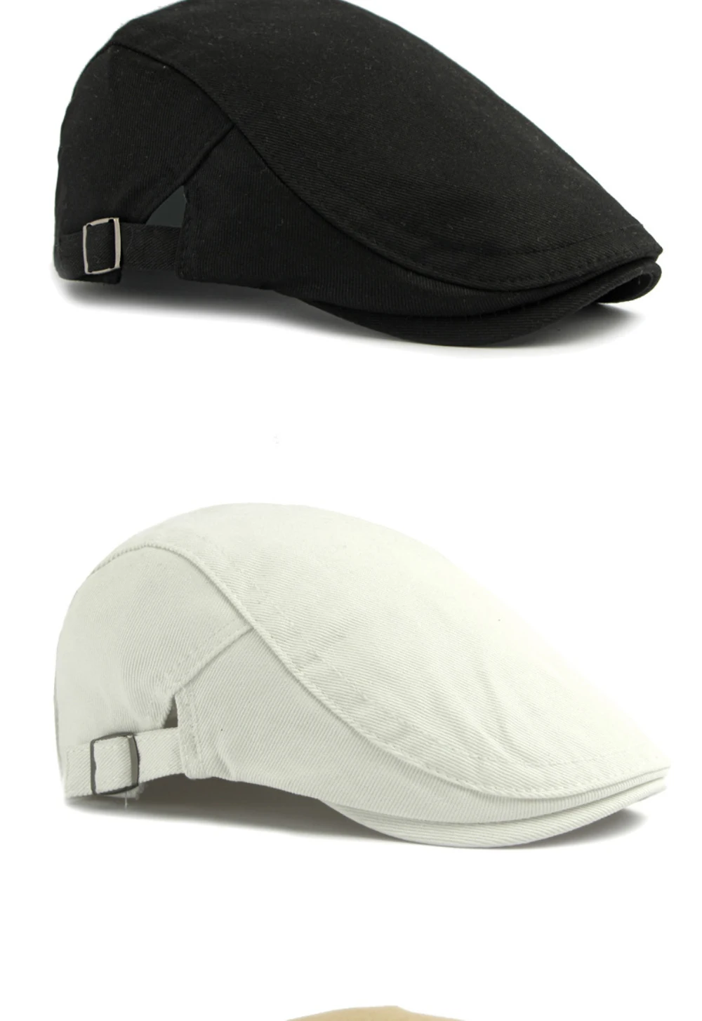 HT5096 Baskenmützen für Herren und Damen, Vintage Künstler-Mütze, Unisex Einfarbige Schiebermütze, Frühling-Sommer Baskenmütze – Detail 7