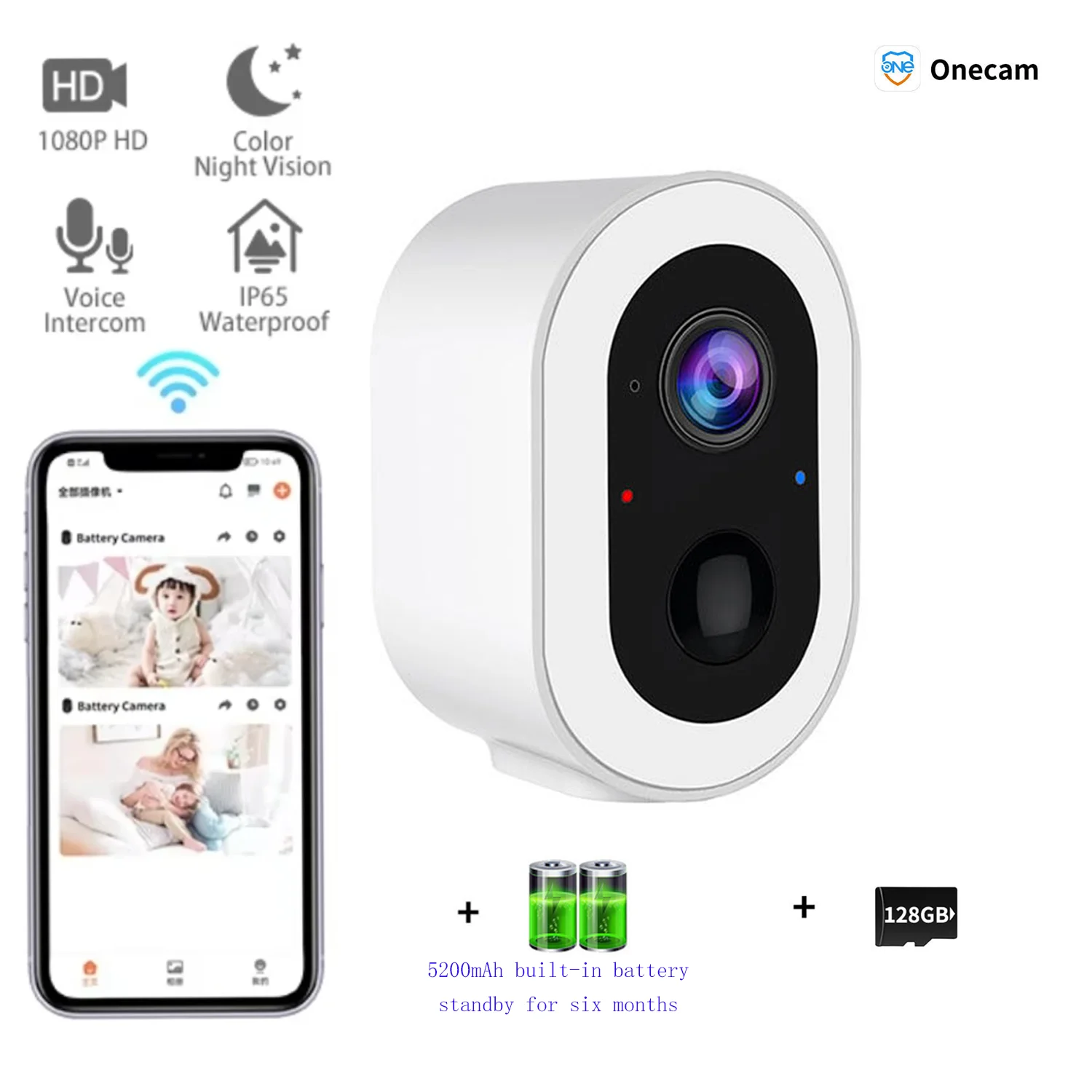 

Wireless Wifi Surveillance Cameras 3MP Video Eye Webcam Color Night Vision Baby Monitor CCTV 5200 mAh built-in battery
