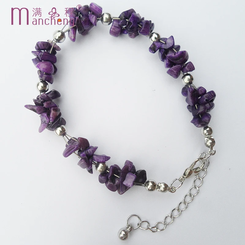 fnaf 2 rupee item Natural Purple Amethyst Stone Bracelet Women Dragon Scales Charms Friendship Loose Beads Jewelry Making